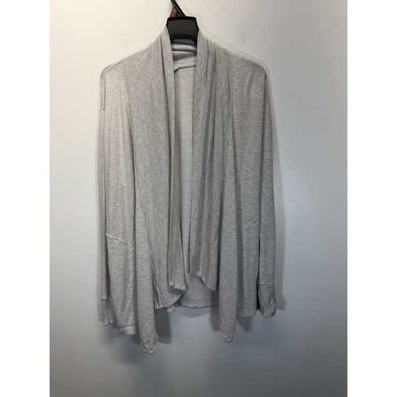 Athleta Women's Cardigan Sweater Small Gray Pranayama Wrap Thumb Holes Modal Gym - Picture 2 of 13